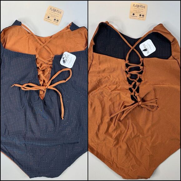 KaloKini Women’s One Piece Bathing Suit Size 2XL Pumpkin Spice Reversible Beach - Picture 2 of 16